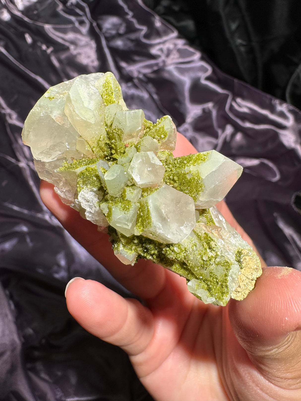 Druzy Epidote Quartz Cluster