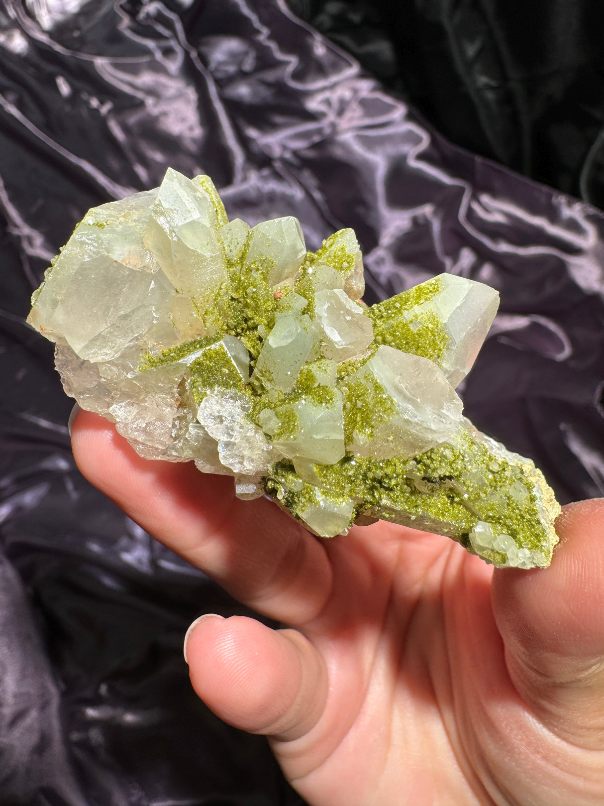 Druzy Epidote Quartz Cluster