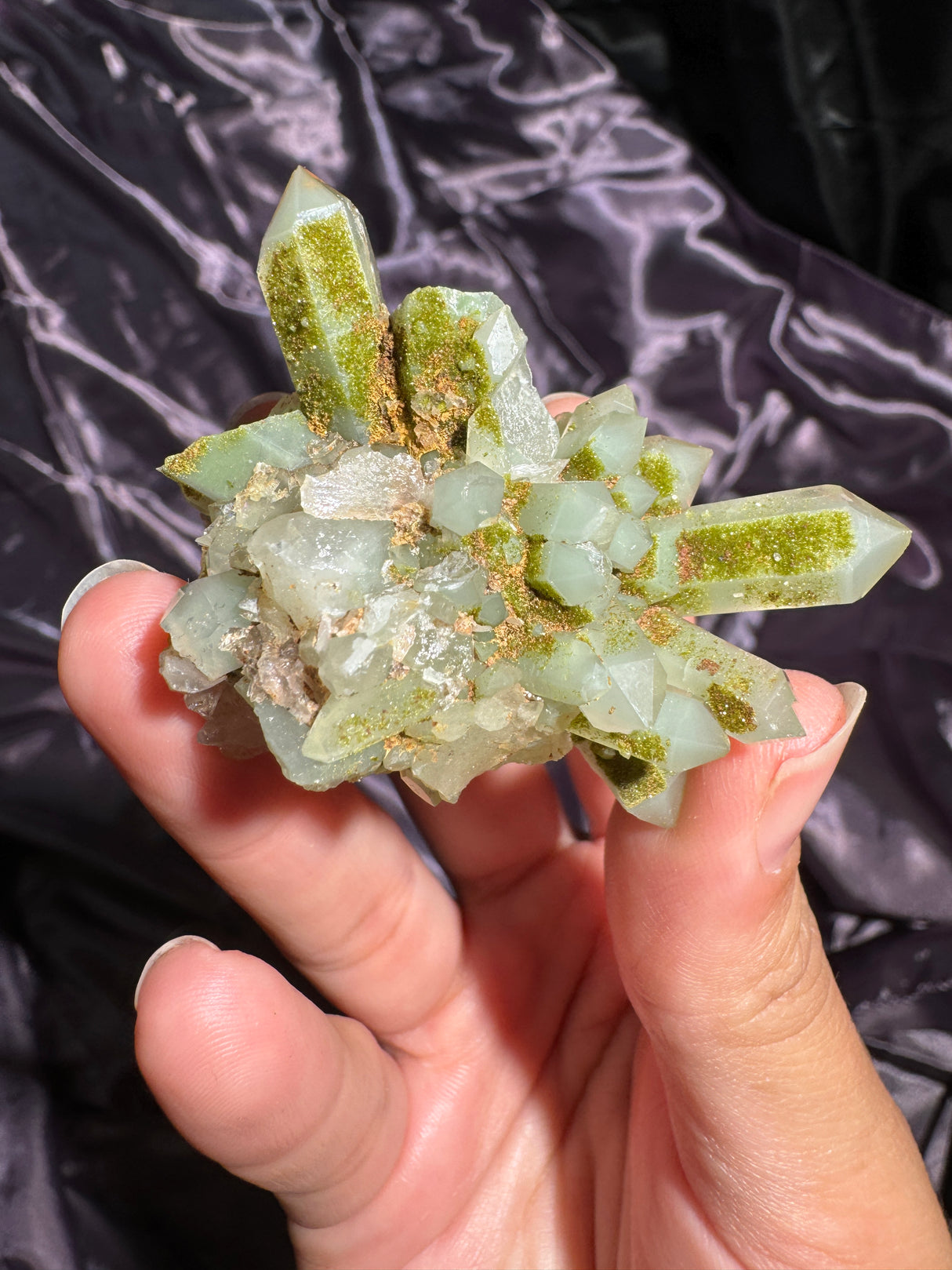 Druzy Epidote Quartz Cluster