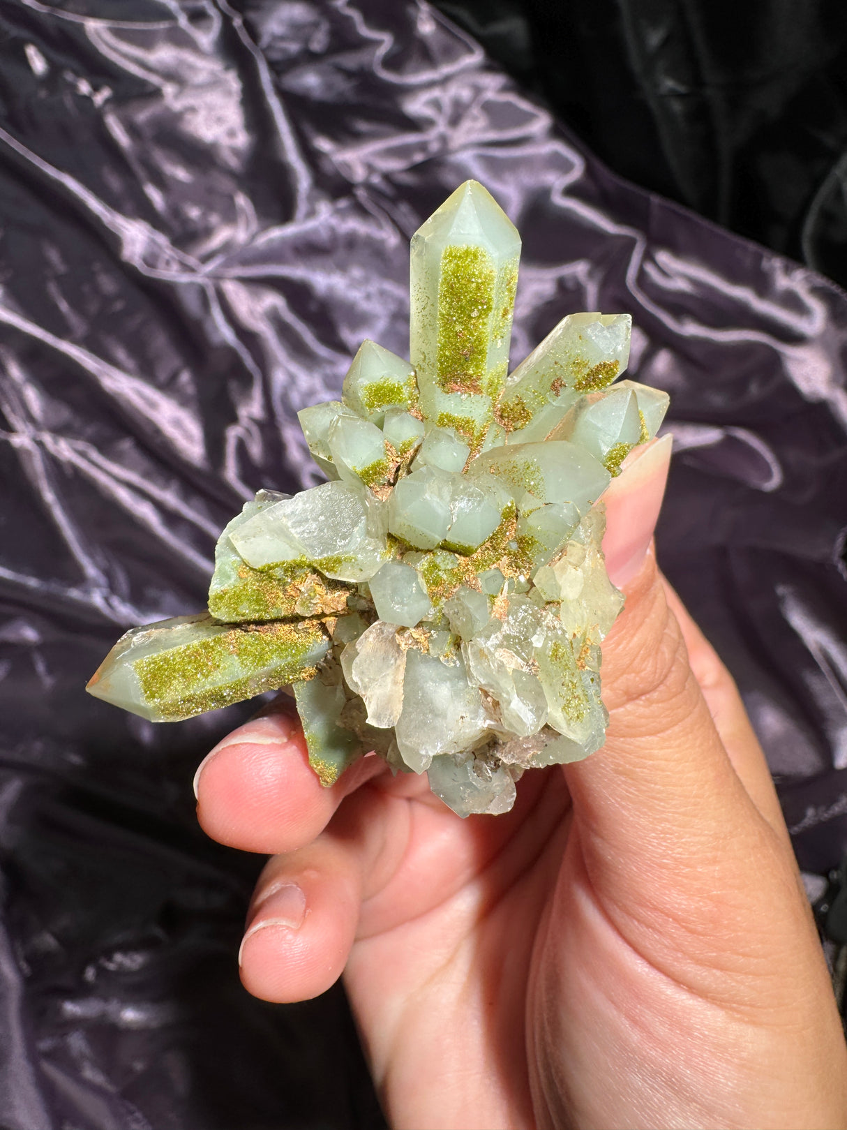 Druzy Epidote Quartz Cluster