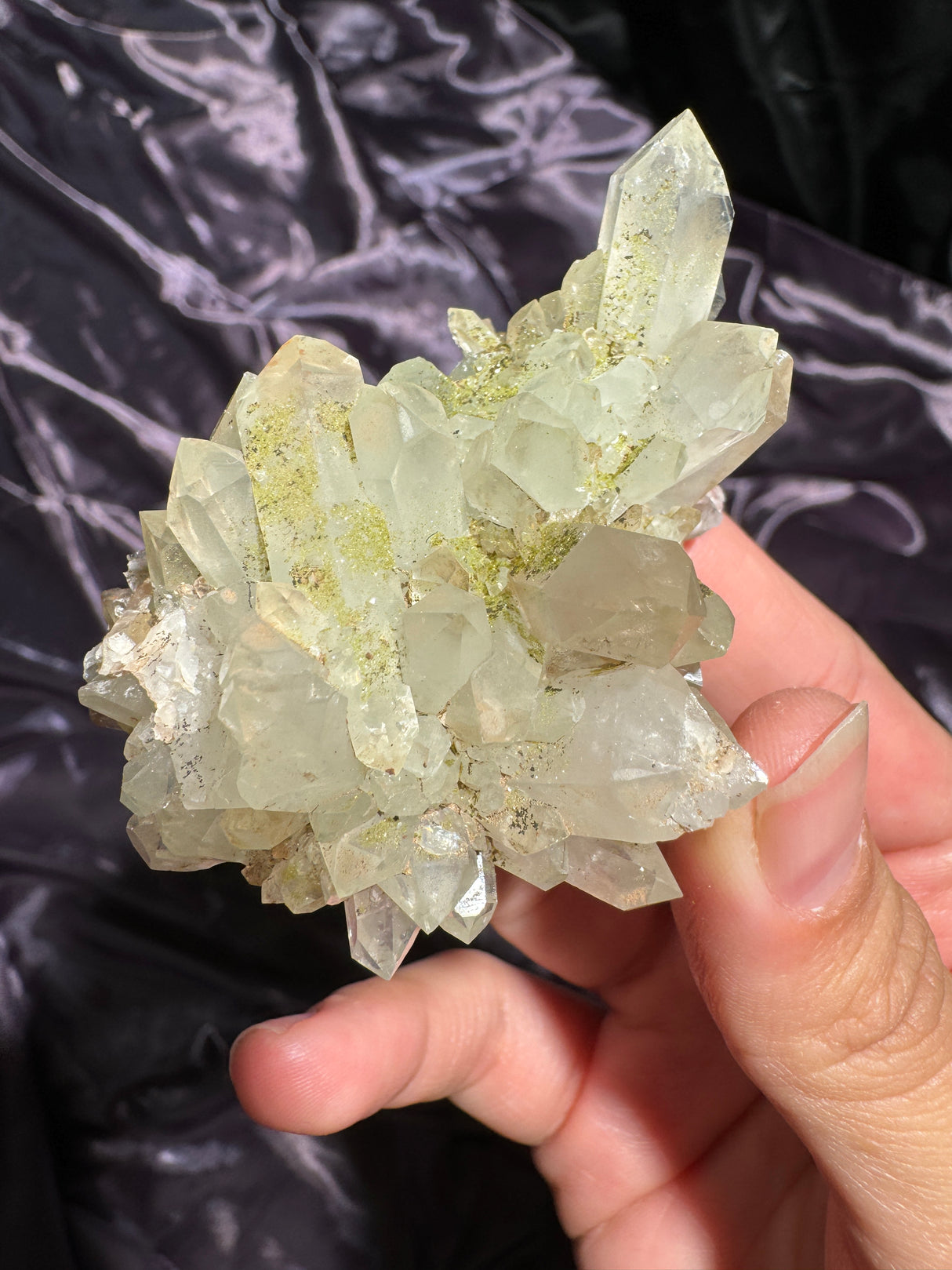 Druzy Epidote Quartz Cluster
