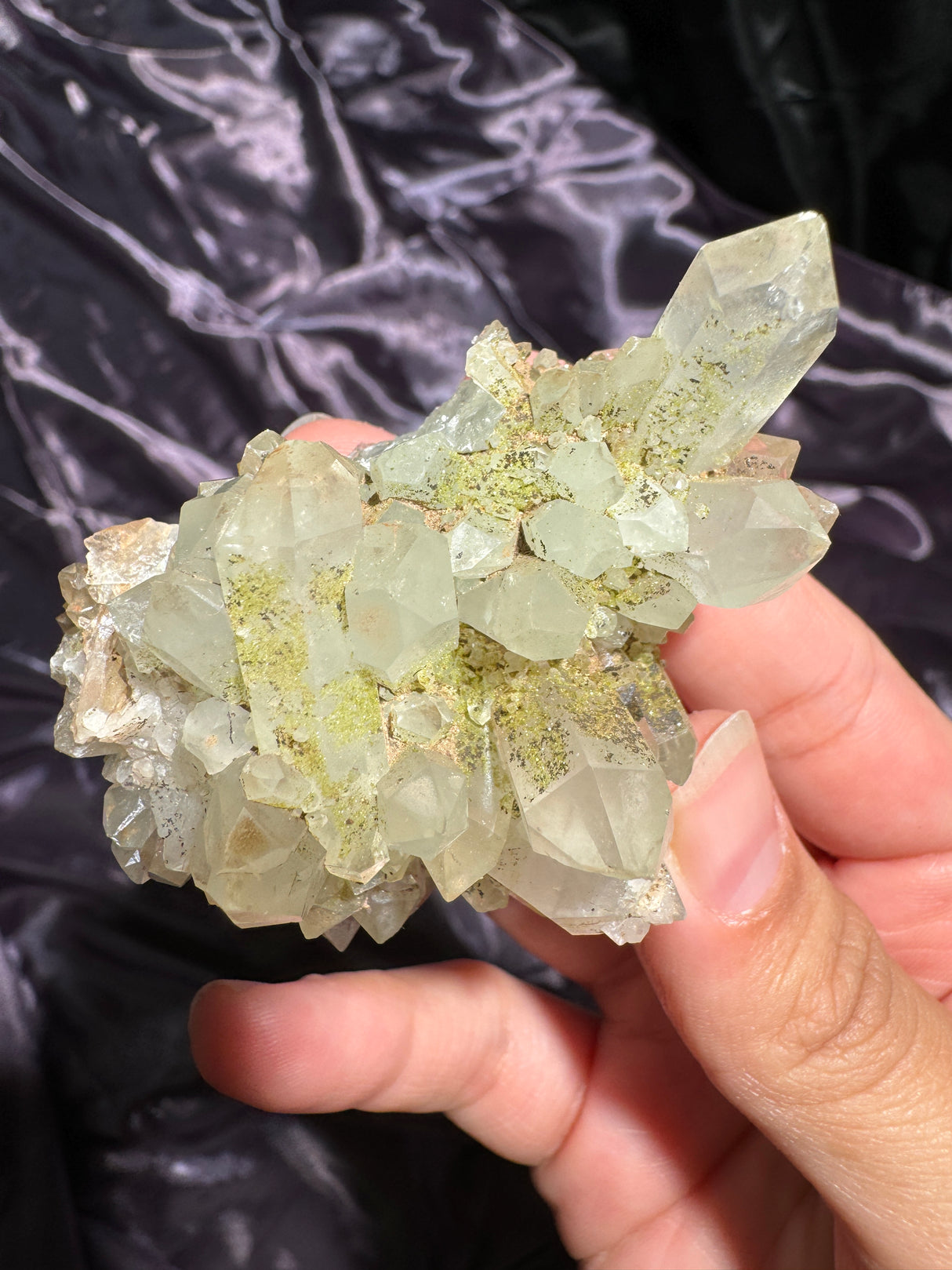 Druzy Epidote Quartz Cluster