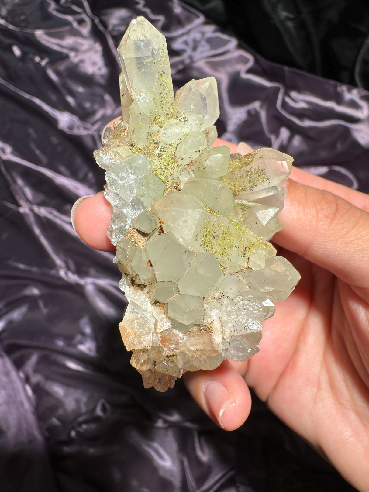 Druzy Epidote Quartz Cluster