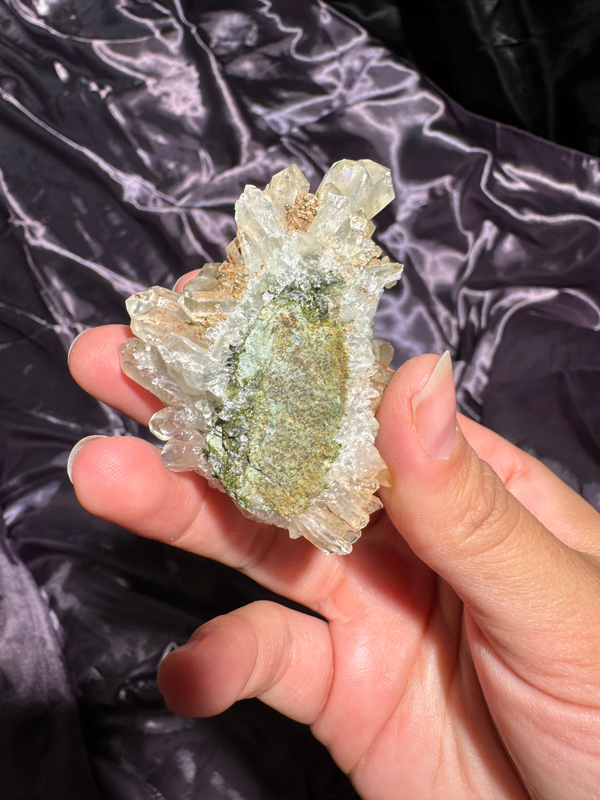 Druzy Epidote Quartz Cluster
