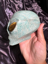Amazonite Star Being Alien Carving with Tiger's Eye