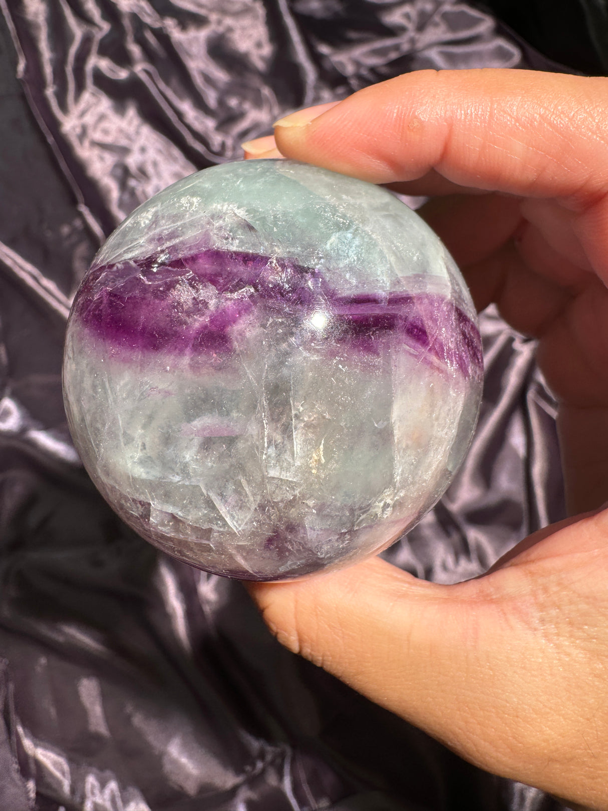 Repaired Minty Magenta Fluorite Sphere