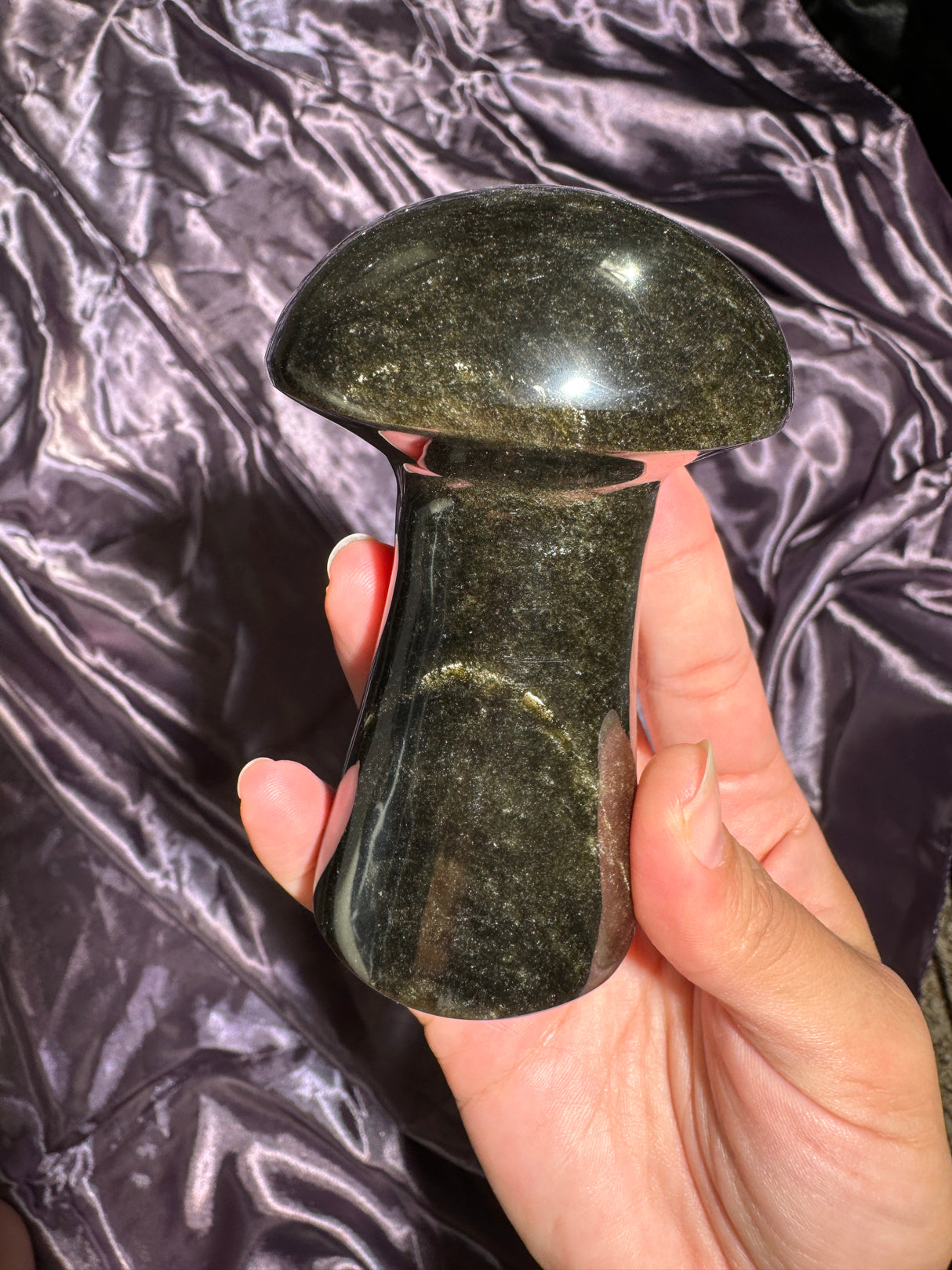 Gold Sheen Obsidian Mushroom