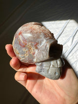 Hand Carved Druzy Pink Amethyst Skull