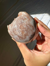 Hand Carved Druzy Pink Amethyst Skull