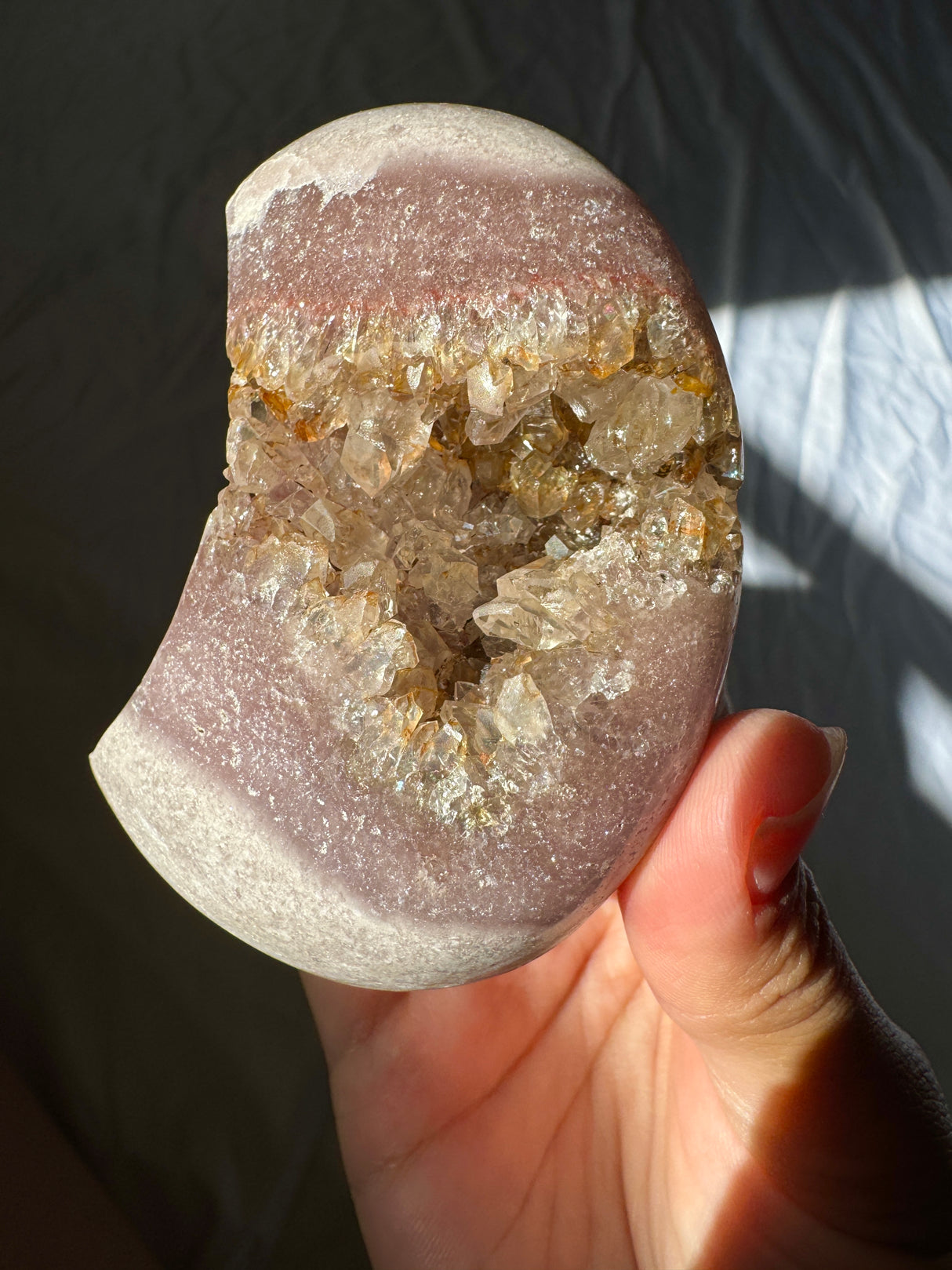 Pink Amethyst Moon Carving