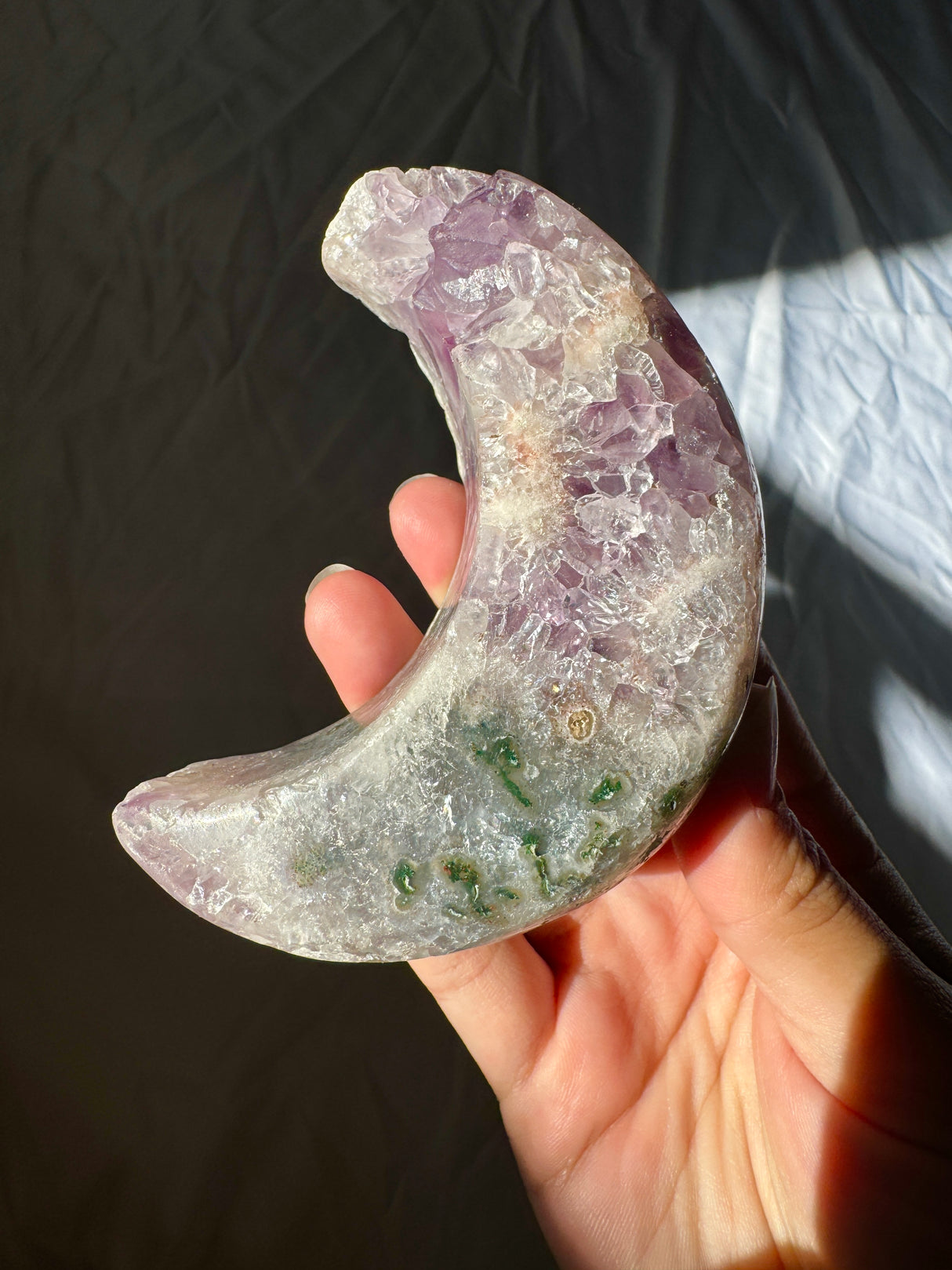 Pink Amethyst Moon Carving