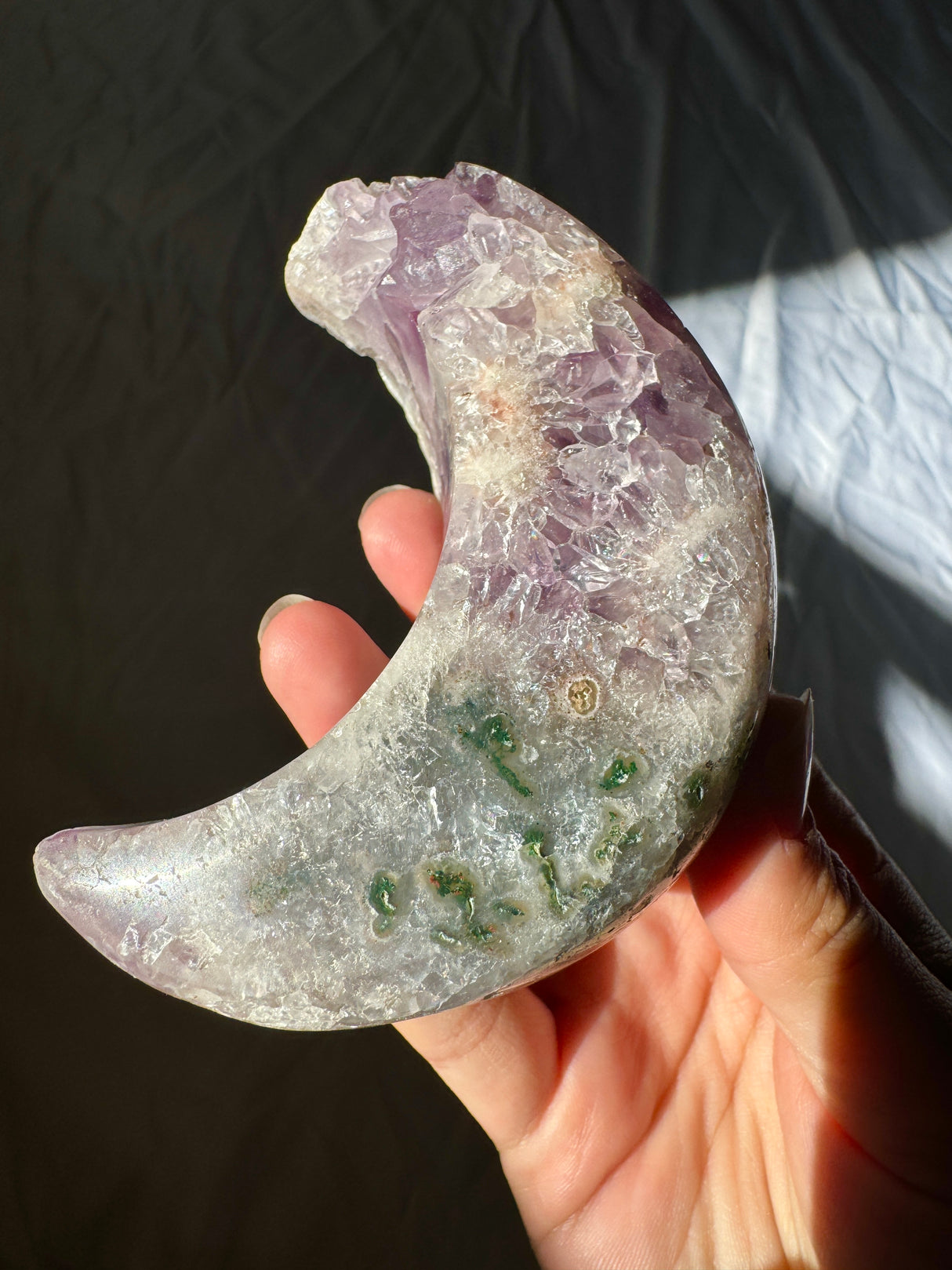 Pink Amethyst Moon Carving