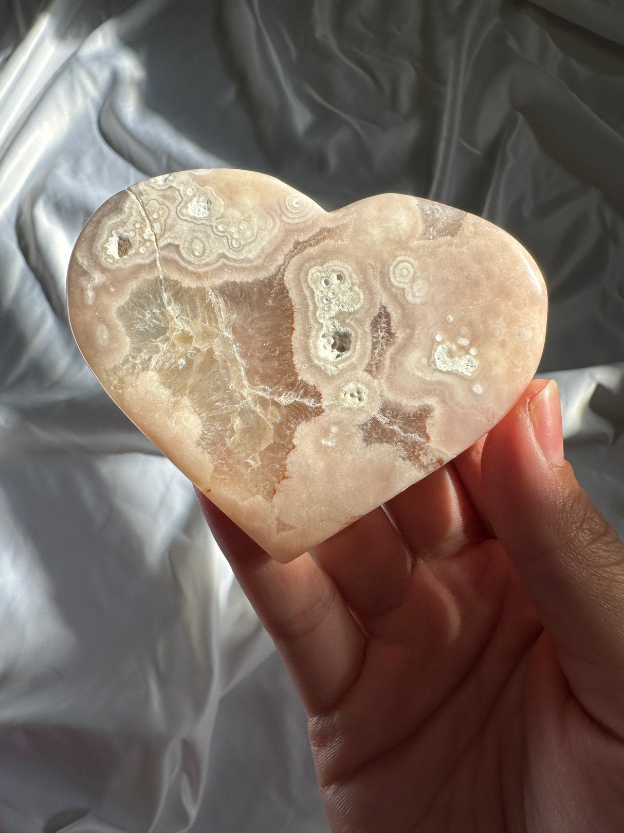 Flower Agate Heart with Quartz (Imperfect)