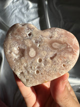 Flower Agate Heart with Pink Amethyst