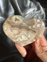 Flower Agate Heart with Quartz