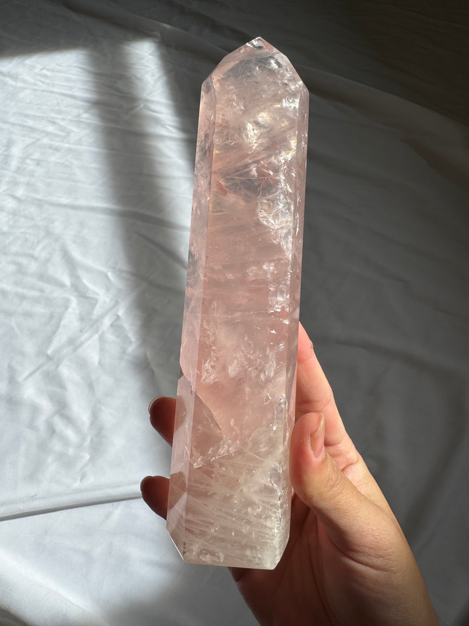 Large Rose Quartz high quality Crystal Tower D