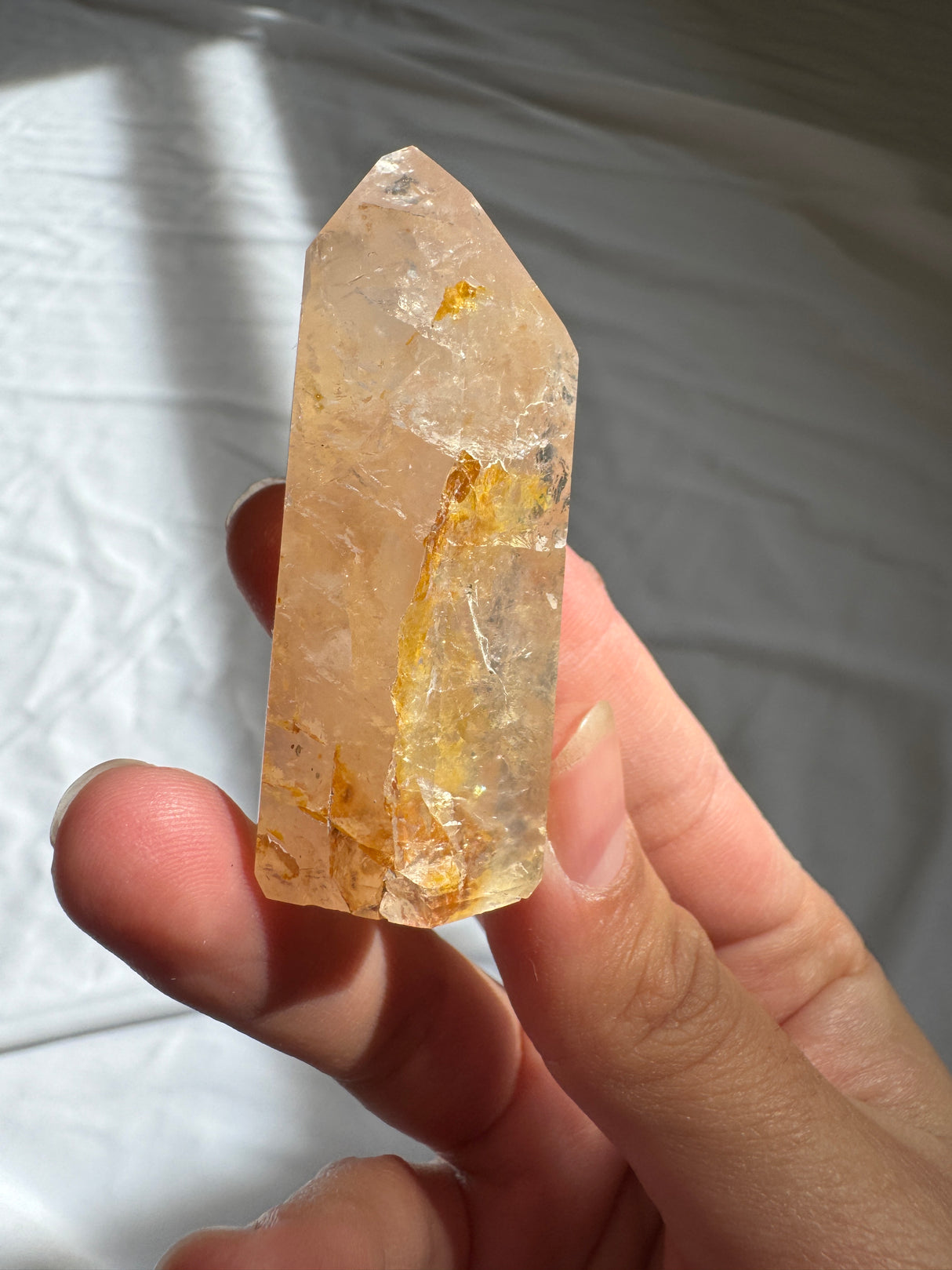 Gemmy Rose Quartz Tower with Golden Healer