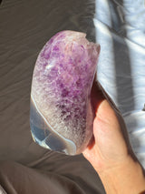 Large White Druzy Rainbow Amethyst Cut Base