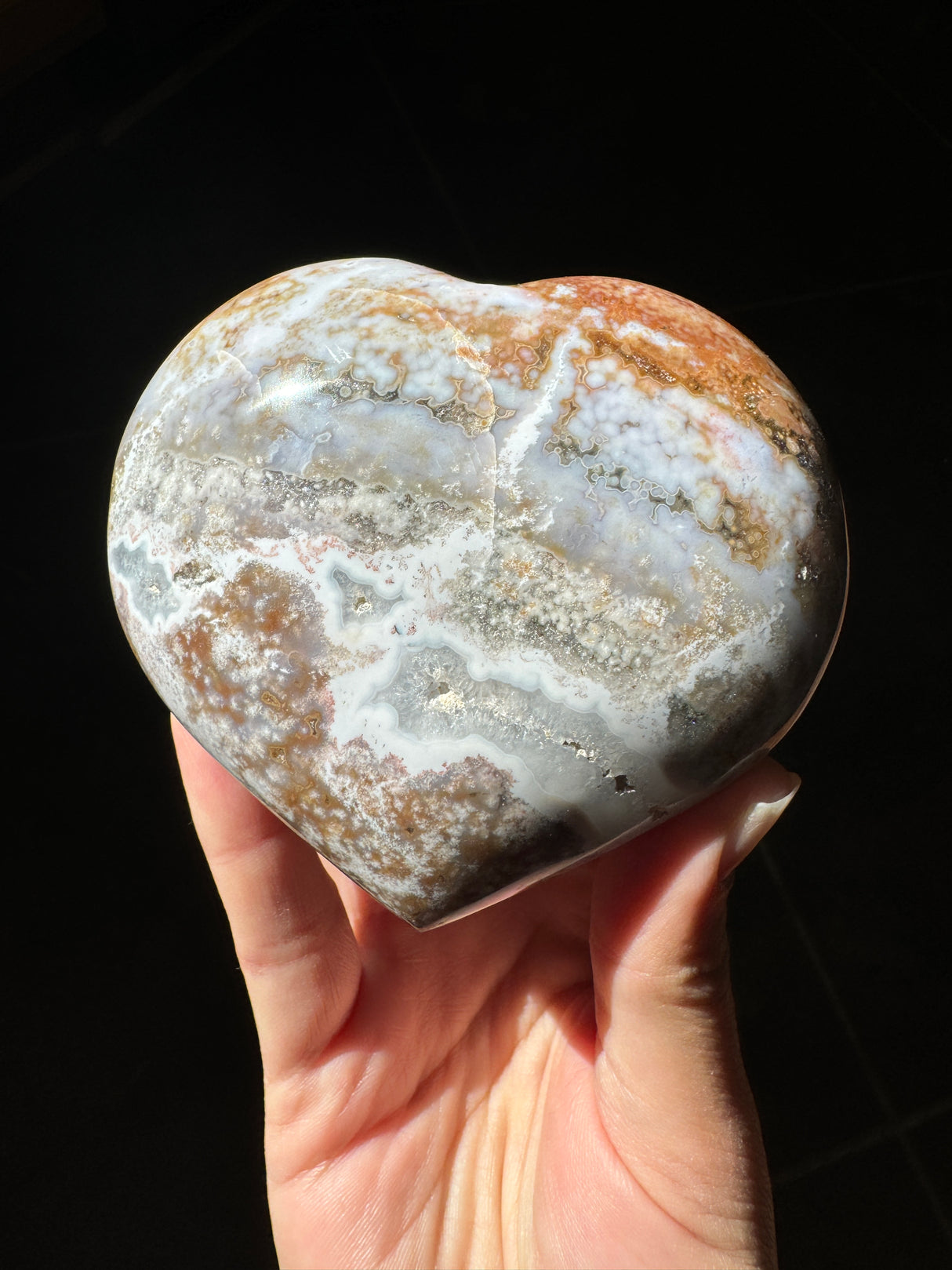 Sparkly Pastel Sea Jasper Heart