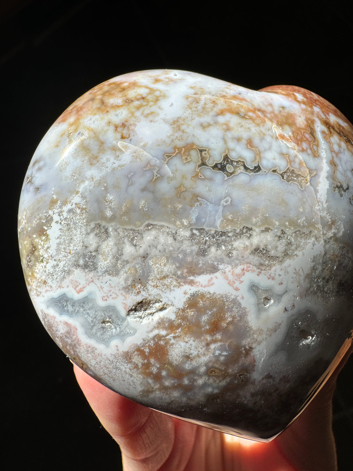 Sparkly Pastel Sea Jasper Heart
