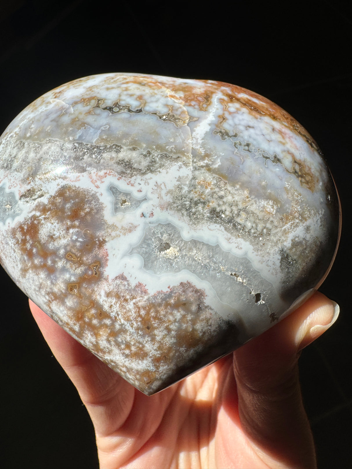 Sparkly Pastel Sea Jasper Heart