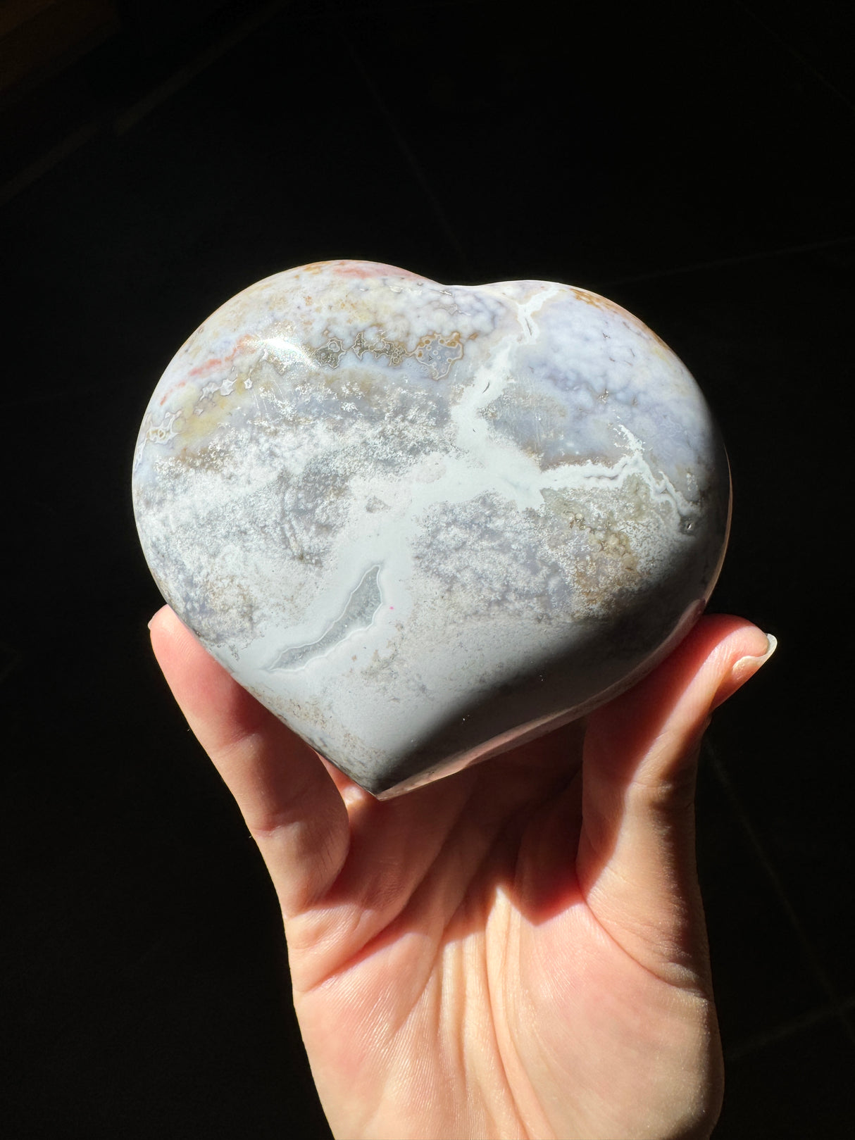 Sparkly Pastel Sea Jasper Heart