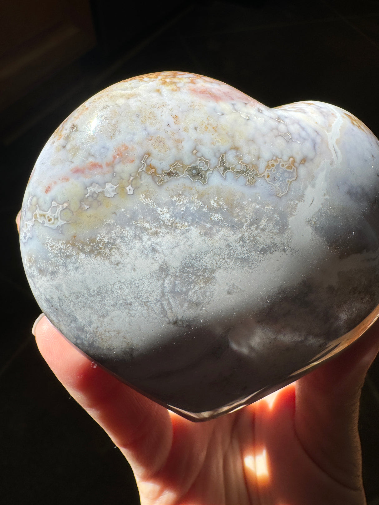 Sparkly Pastel Sea Jasper Heart