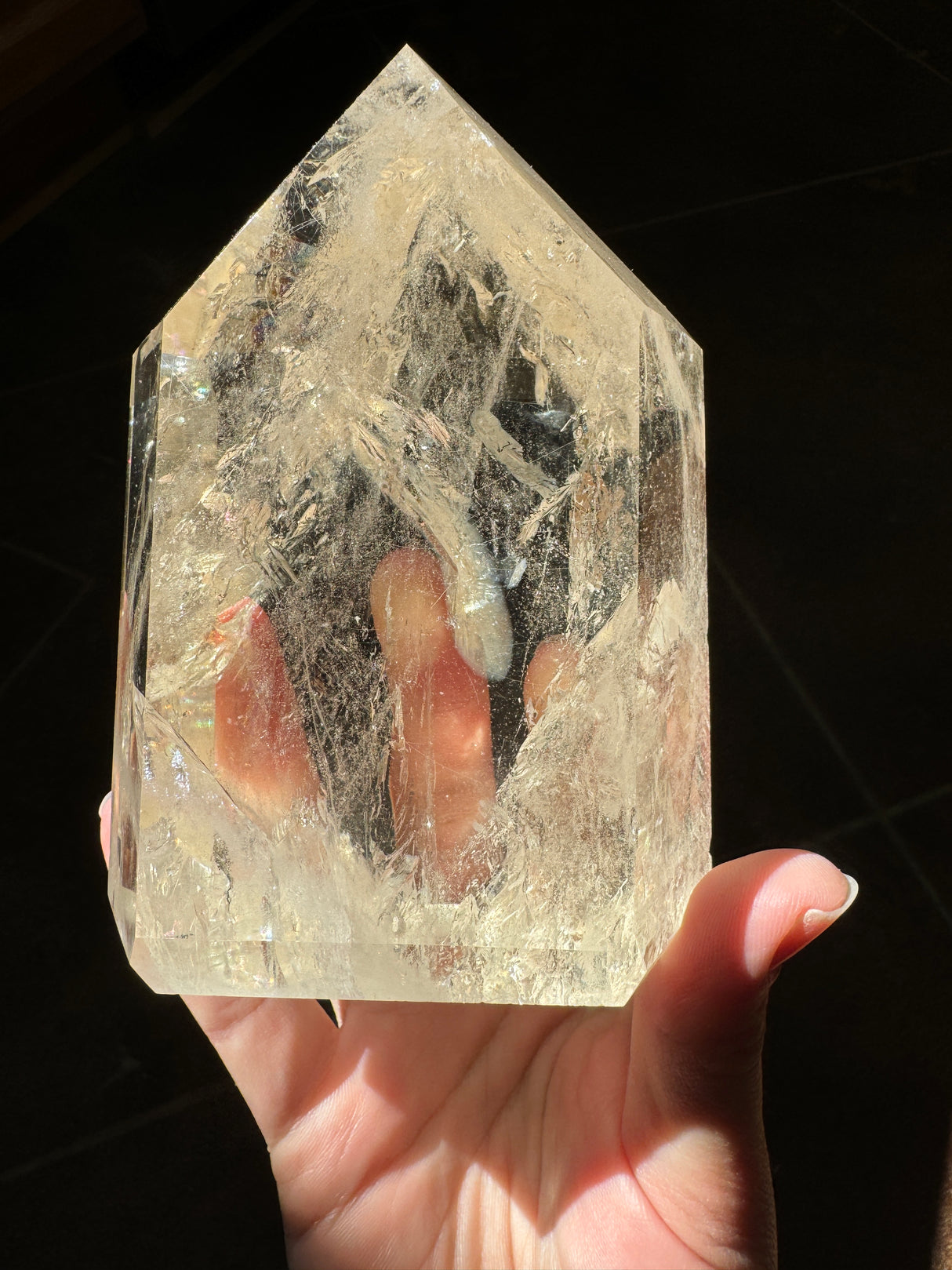 Champagne Brazilian Citrine Tower with Rainbows
