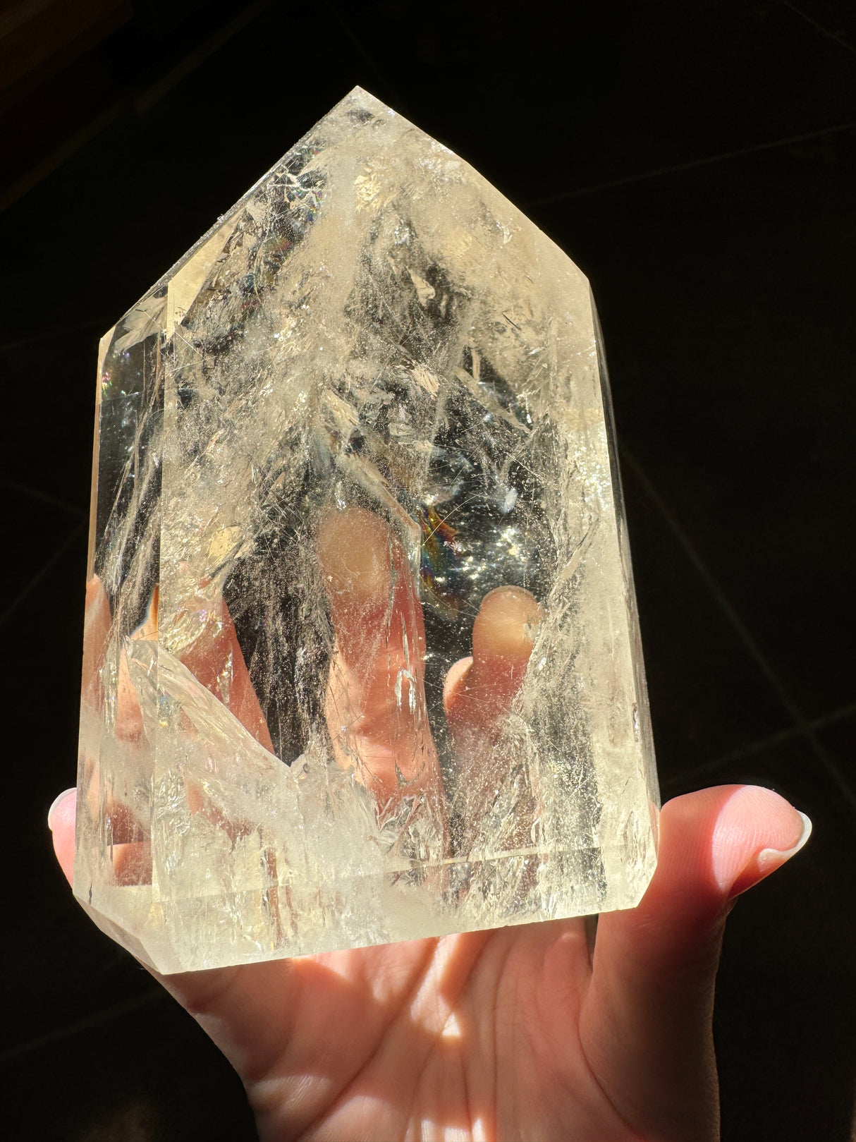 Champagne Brazilian Citrine Tower with Rainbows