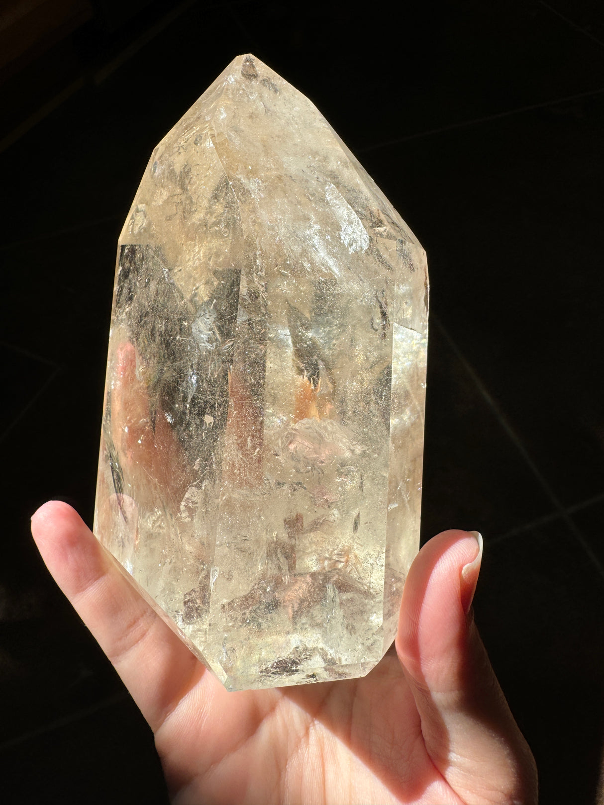 Champagne Brazilian Citrine Tower with Rainbows