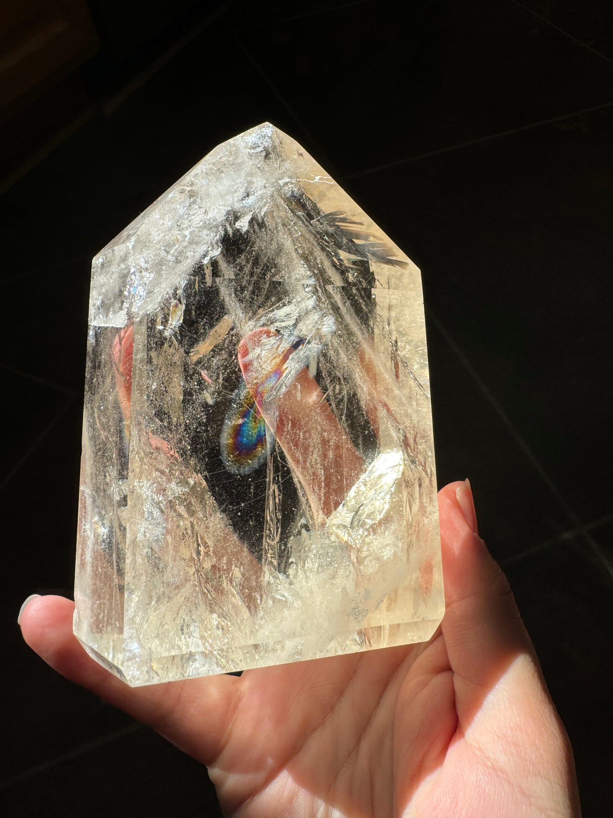 Champagne Brazilian Citrine Tower with Rainbows