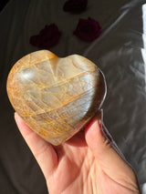 Peach Moonstone Heart with Icey Flash