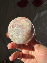 Flower Agate x Quartz Sphere