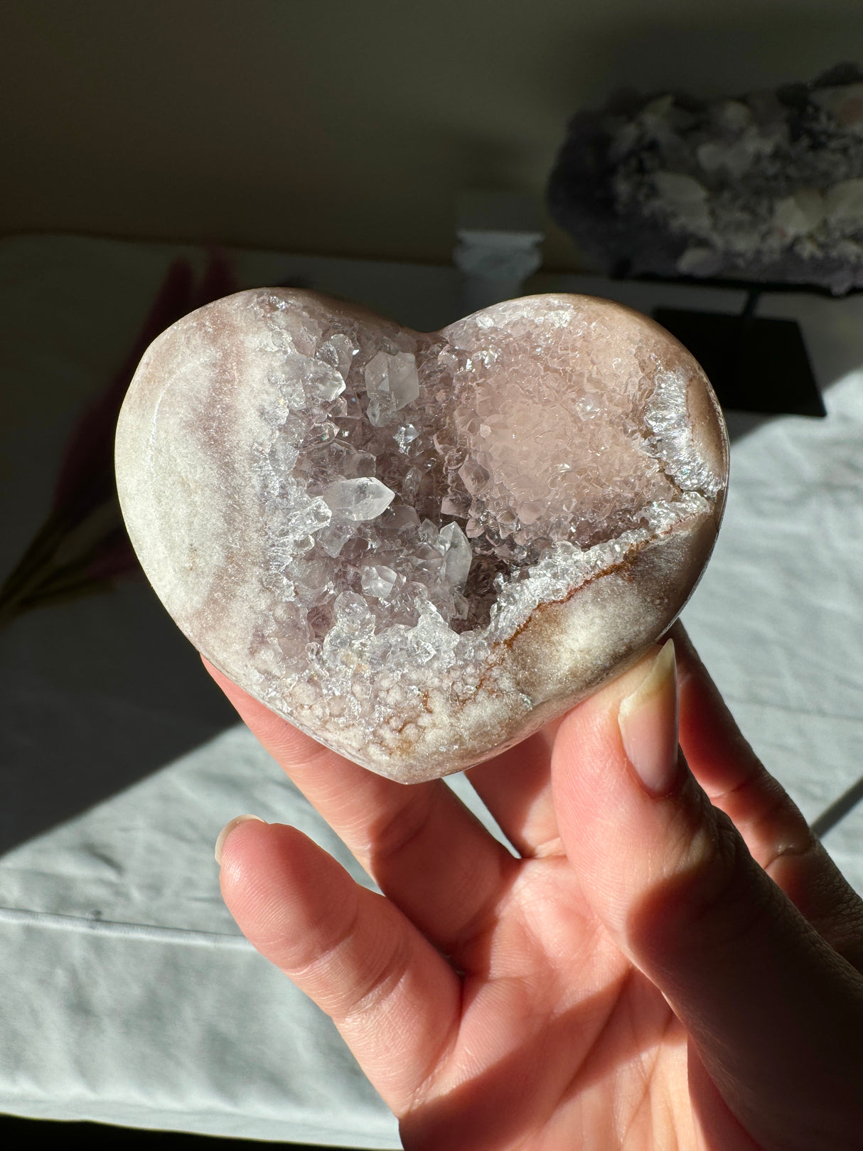 Lavender Grey Pink Amethyst Heart
