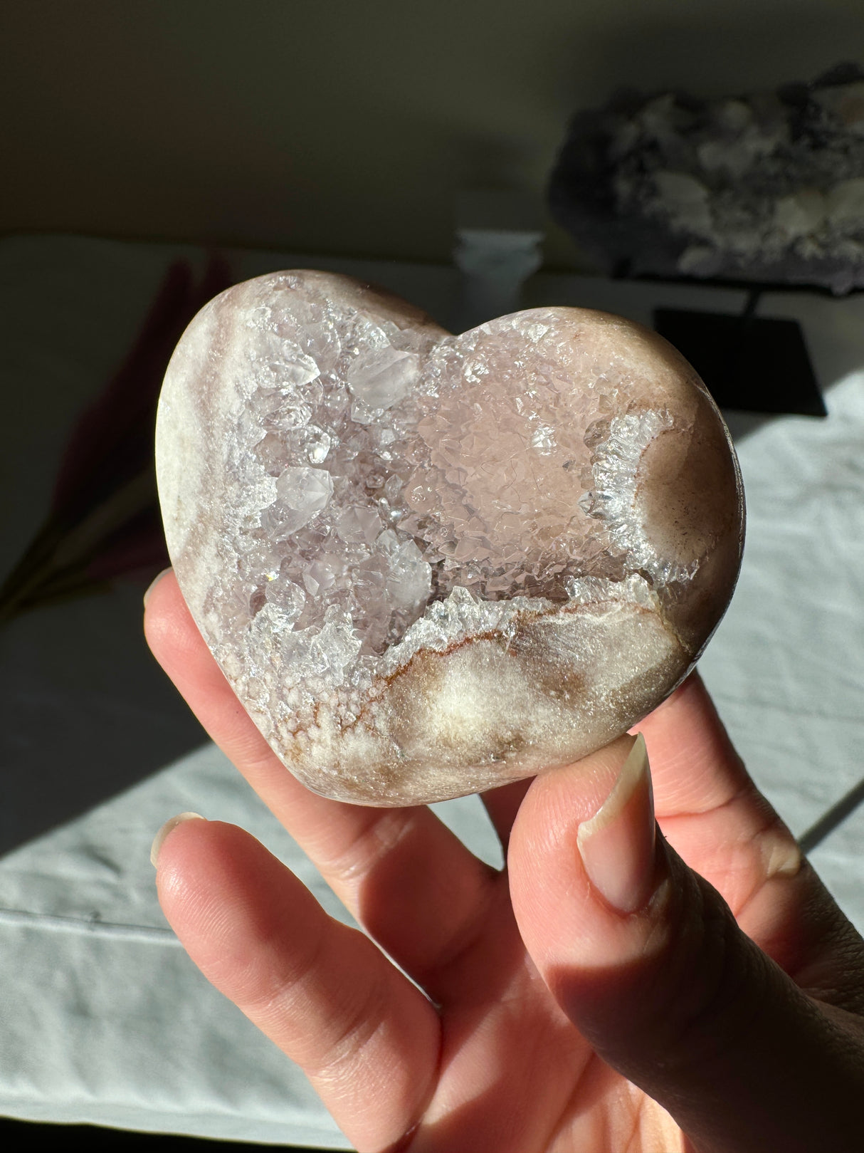 Lavender Grey Pink Amethyst Heart