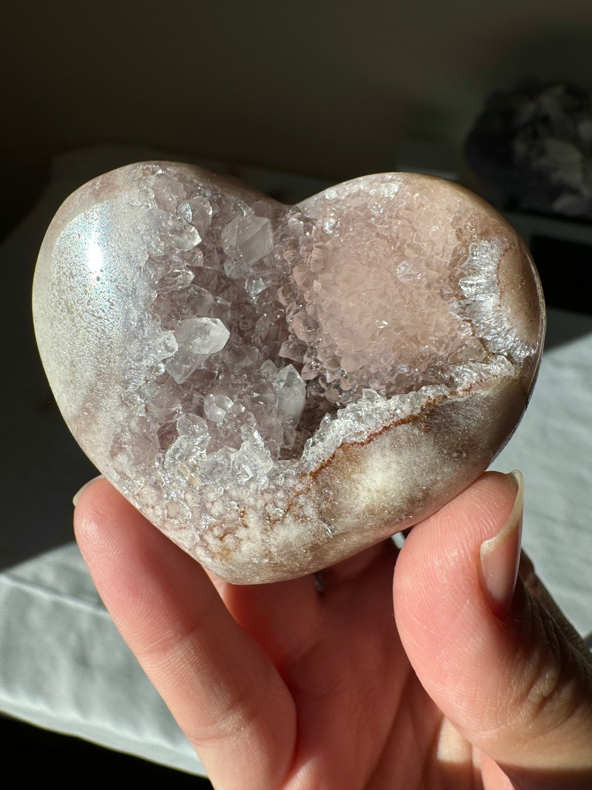 Lavender Grey Pink Amethyst Heart