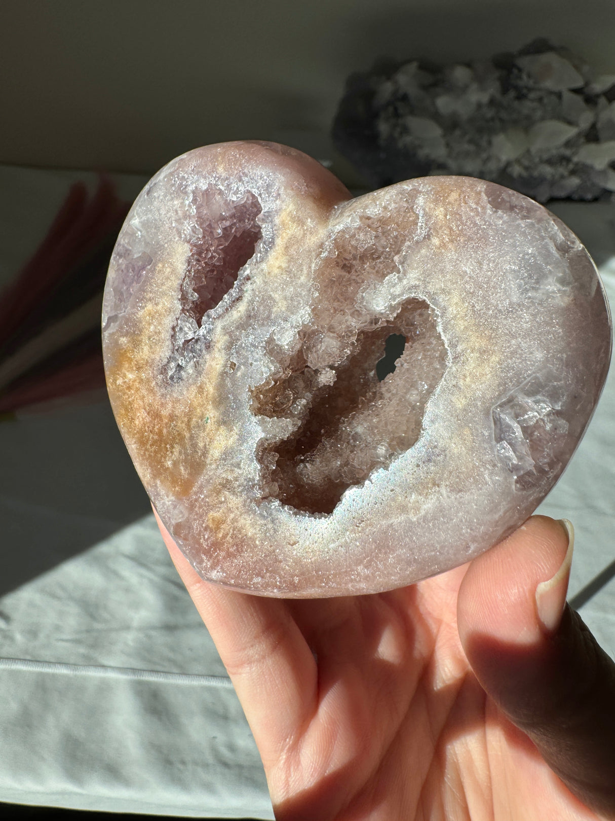 Druzy Pink Amethyst Quartz Heart