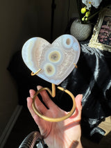 Pastel Blue Agate Heart on stand