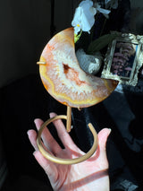 Sun Kissed Druzy Agate Moon on stand