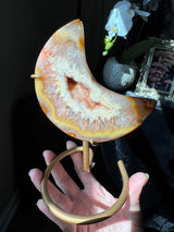 Sun Kissed Druzy Agate Moon on stand