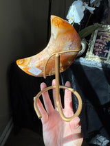 Sun Kissed Druzy Agate Moon on stand