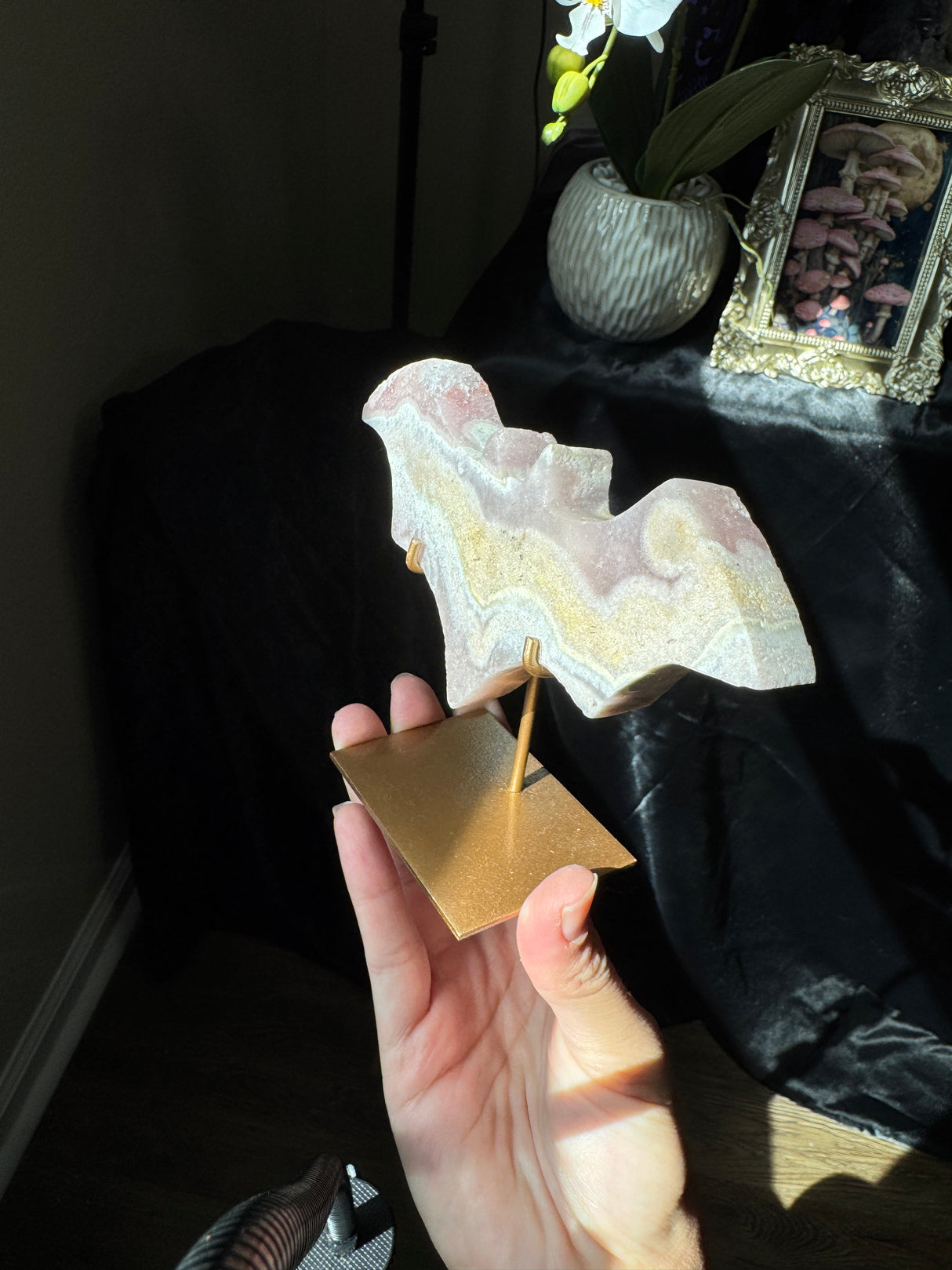 Pink Amethyst Bat on stand