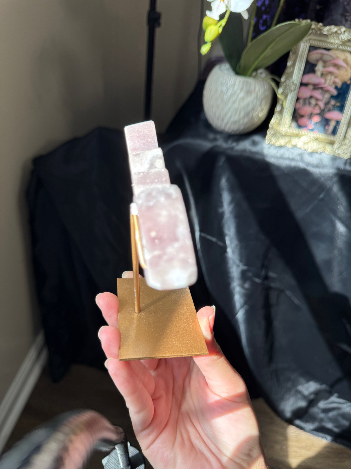 Pink Amethyst Bat on stand