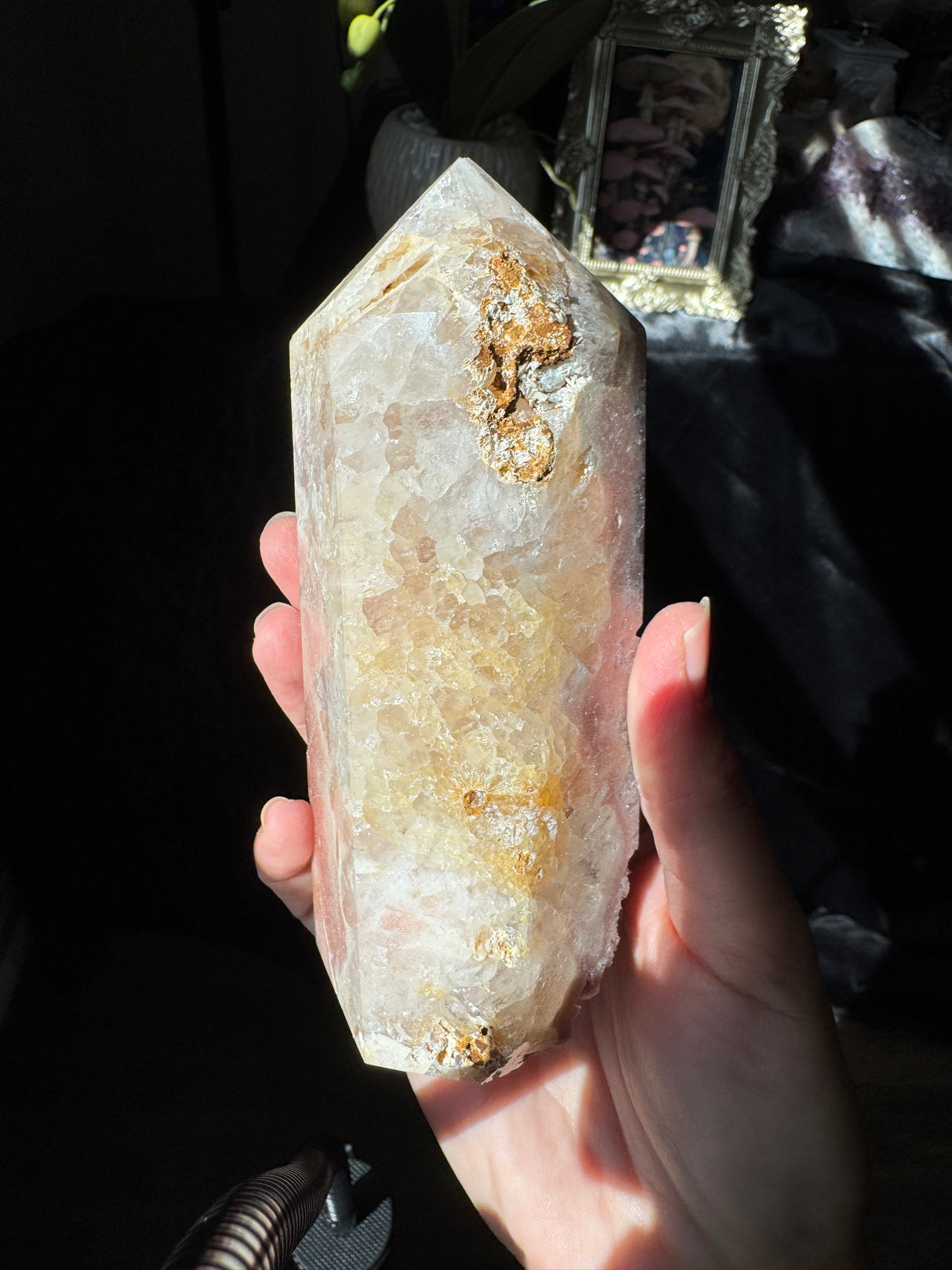 Pink Amethyst x Smoky Quartz Tower