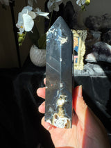 Druzy Black Agate Tower