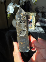 Druzy Black Agate Tower