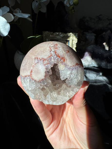 Pink Amethyst Sphere with Quartz Points