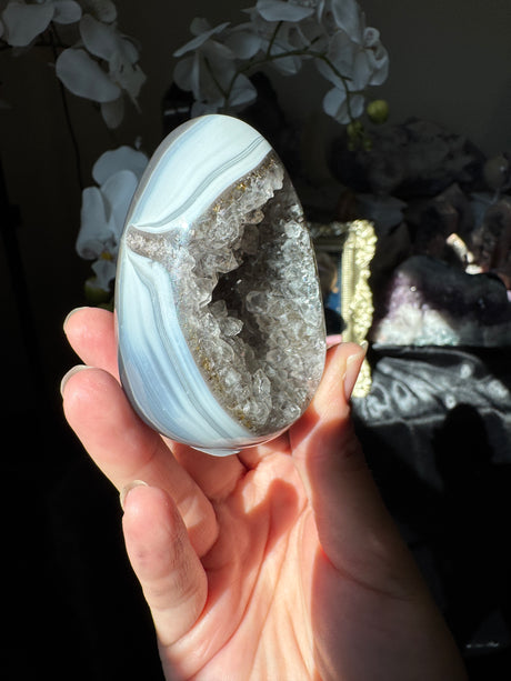 Smoky Blue Banded Agate Egg