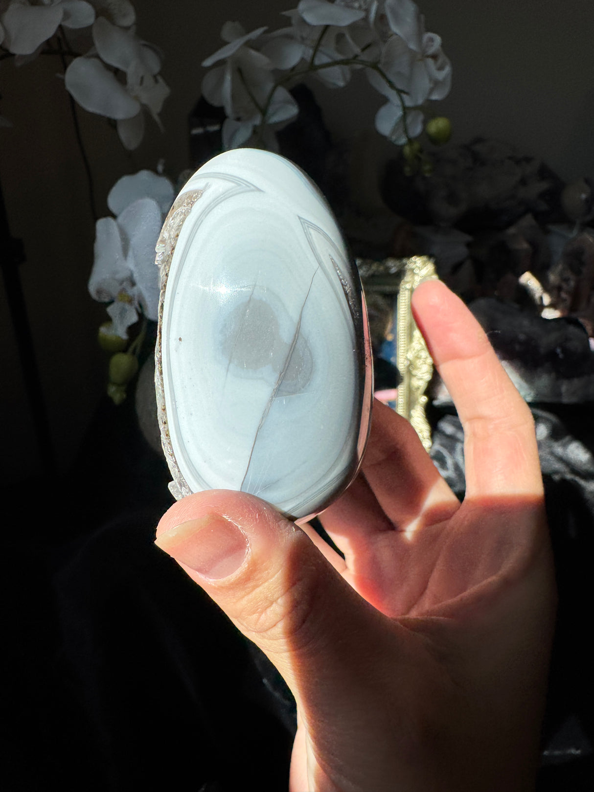 Smoky Blue Banded Agate Egg