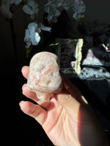 Mini Hand Carved Pink Amethyst Skull